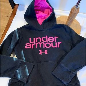 Girls Pink and Black Under Armour Hoodie Sweatshirt YMD Cold gear